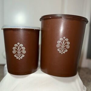 Tupperware Brown Vintage Canister Storage Set
